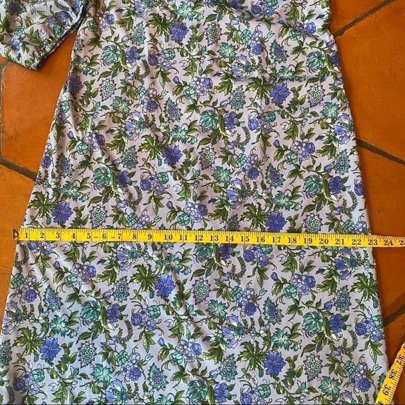 Vintage 60’s Boston Maid Purple Floral Belted Midi Dress Neck Tie Sz Medium M - Picture 12 of 12